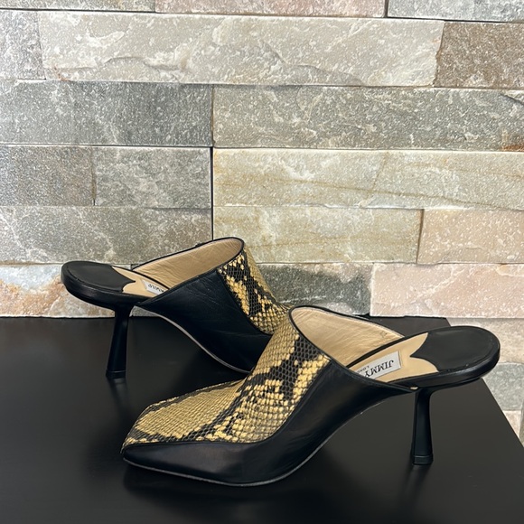JIMMY CHOO Marcel 85mm Snake-effect Leather Mules - Picture 12 of 17